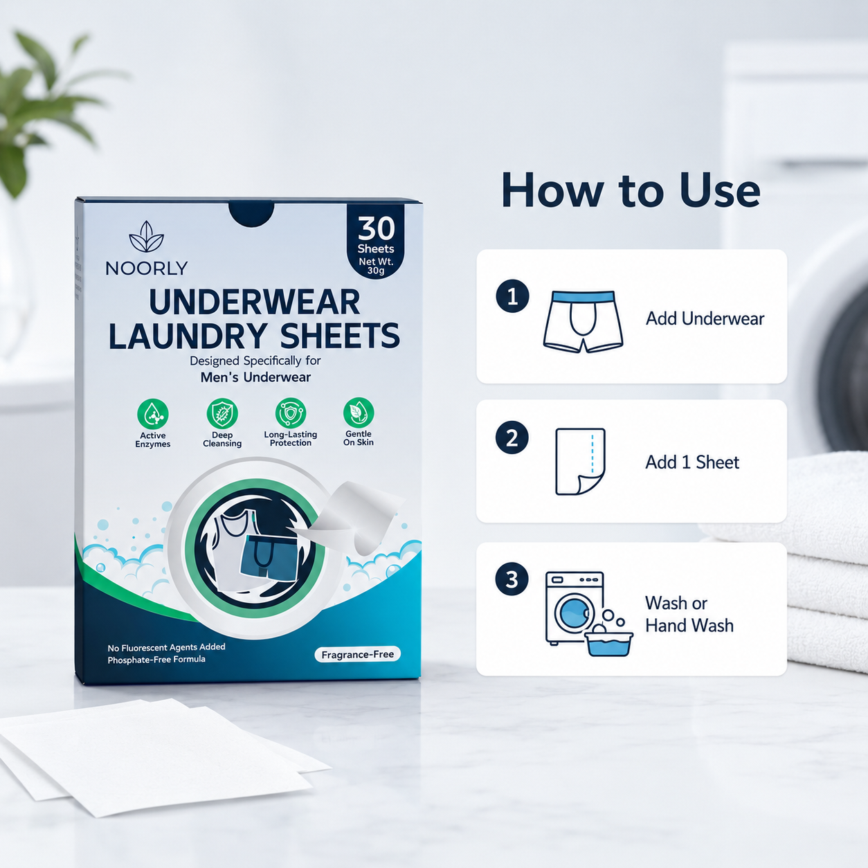 Noorly Men’s IntimateCare Underwear Laundry Sheets