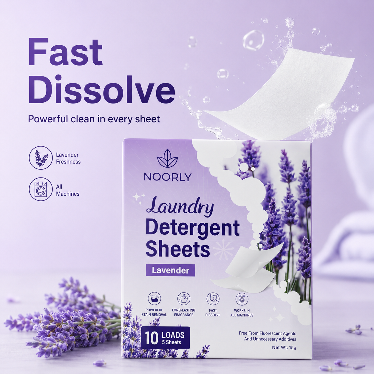 Noorly Lavender Laundry Detergent Sheets (Trial Pack)