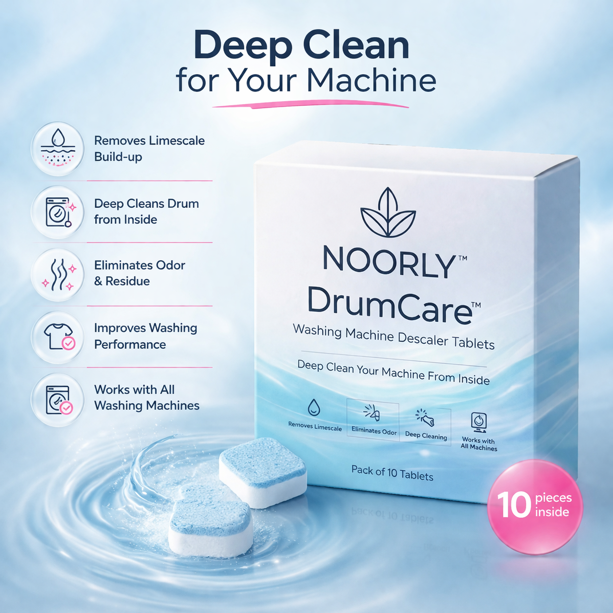 Noorly DrumCare™️ Washing Machine Descaler Tablets